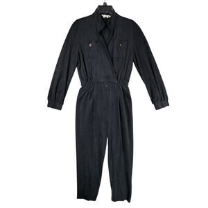 Vtg Caron Jumpsuit sz 10‎ Women Long Sleeve Velour Surplice Neckline Stretch USA